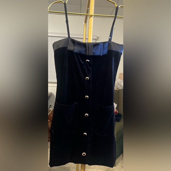 Black Velvet Mini Dress NWT - Picture 2 of 6
